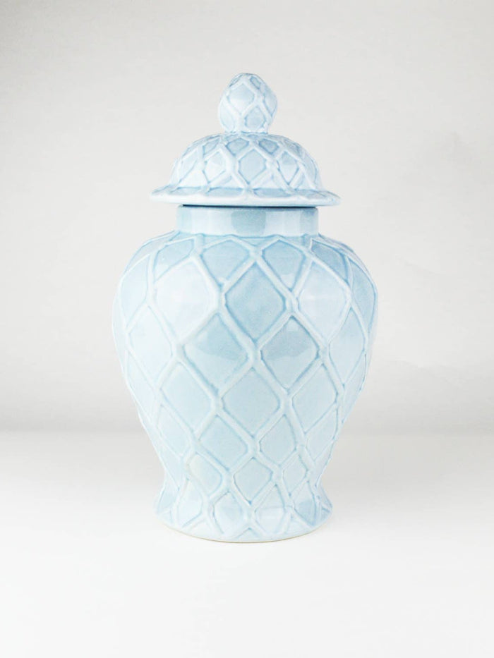 Light Blue Textured Ginger Jar - Large