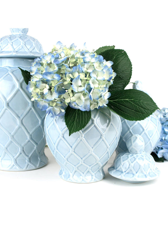 Light Blue Textured Ginger Jar - Large