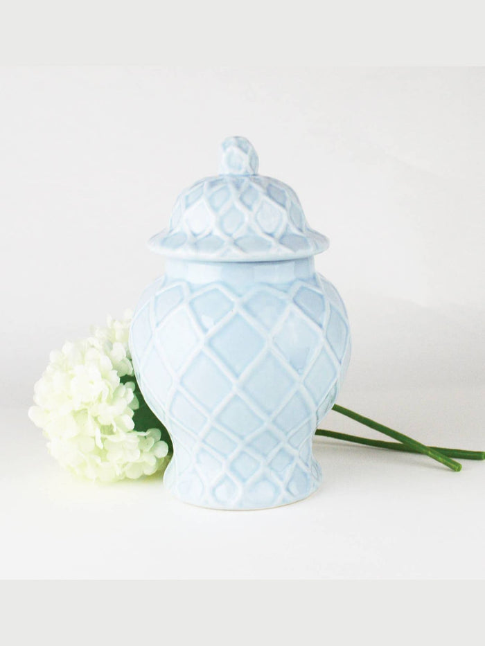Light Blue Textured Ginger Jar - Small