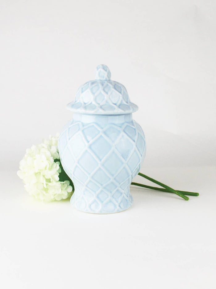 Light Blue Textured Ginger Jar - Small