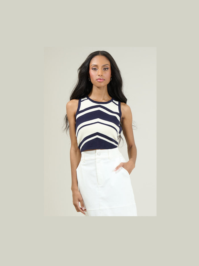 Lydia Striped Sweater Tank Top
