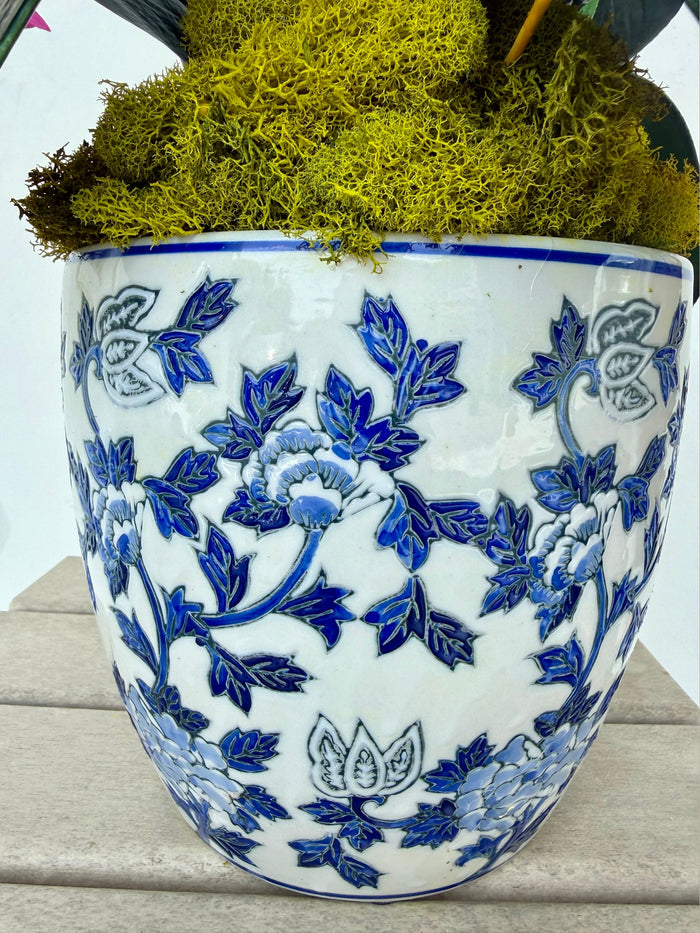 Magenta Orchids in Chinoiserie Pot