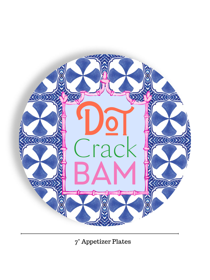 Mahjong Blue Tiles 24ct 7" Paper Plates– Dessert Separates