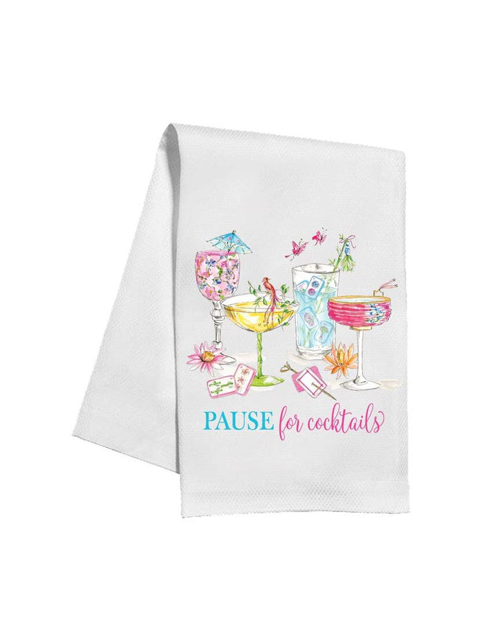 Mahjong Cocktails Pause For Cocktails Kitchen Towel