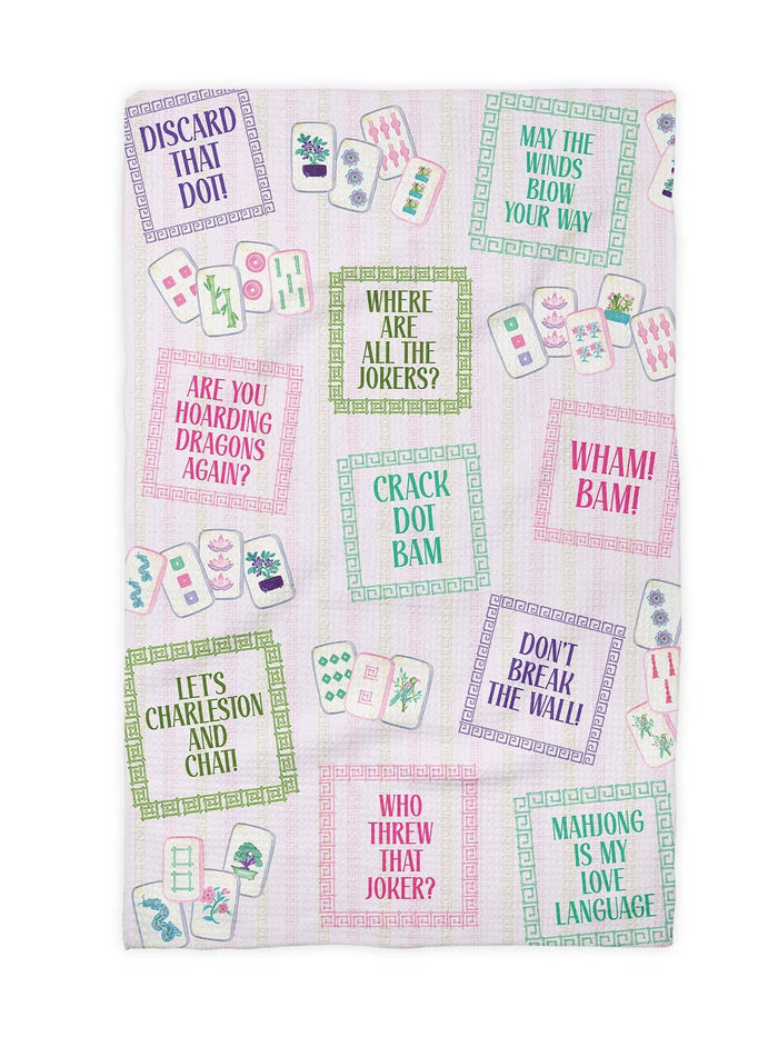 Mahjong Sayings Kitchen Towel Tile Game Decor Hostess Gift