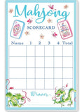Mahjong Scorecard Butterflies Dragons Large Notepad