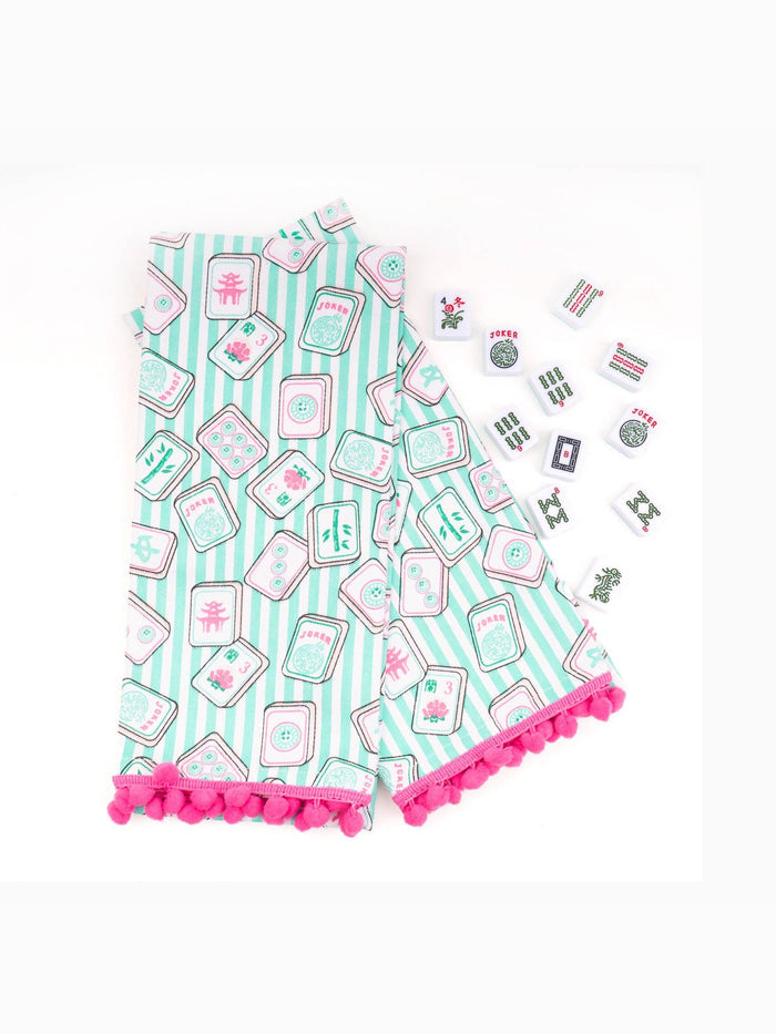 Mahjong Stripe Pom-Pom Kitchen Towel Set