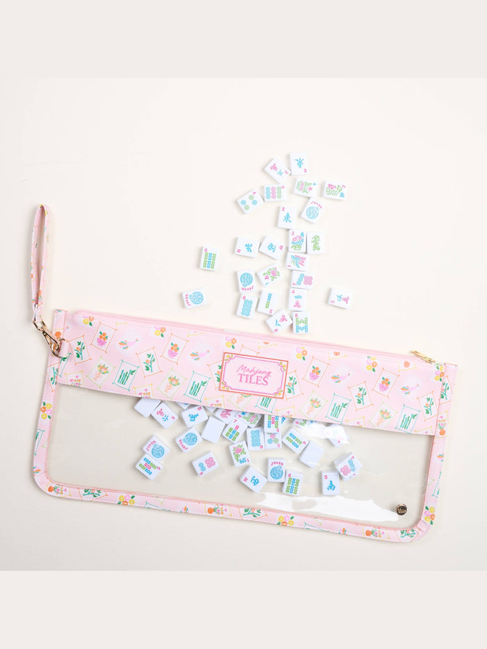 Mahjong Tile Keeper Pouch–It's Mahj Time Pink