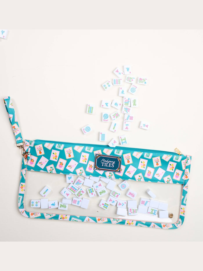 Mahjong Tile Keeper Pouch–It's Mahj Time Teal