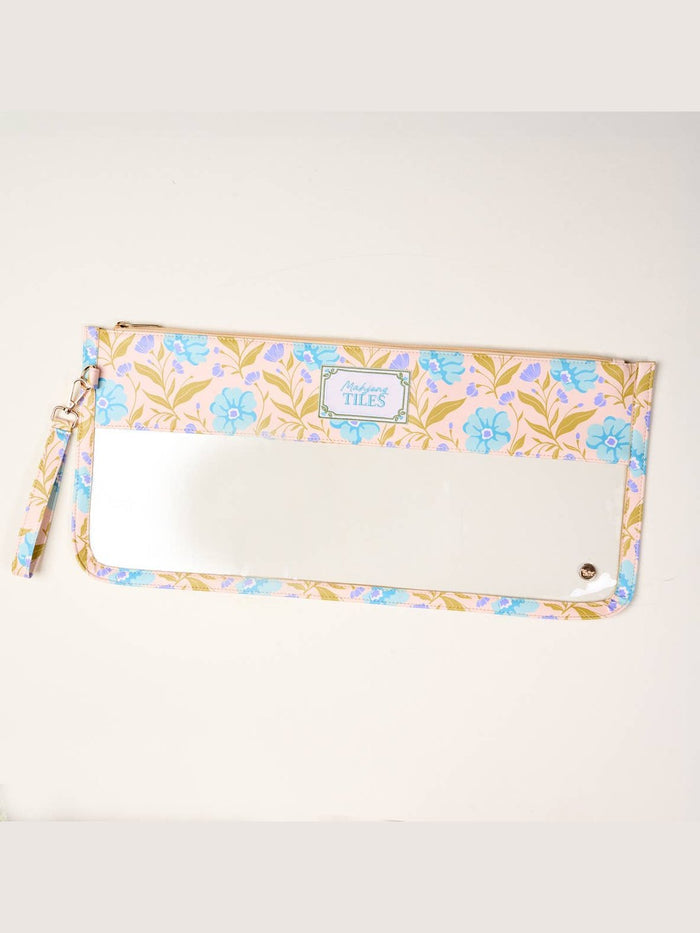 Mahjong Tile Keeper Pouch–Poppin' Petals Aqua