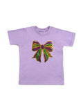 Mardi Gras Sequin Bow Patch Short Sleeve