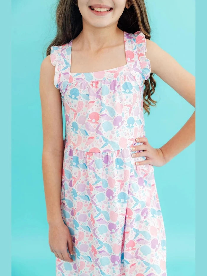Mermaid Tails Ruffle Cross Back Dress