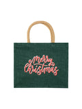 Merry Christmas Gift Tote   Dark Green/Red   12x10x8