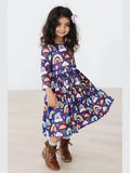Midnight Rainbow 3/4 Sleeve Pocket Twirl Dress