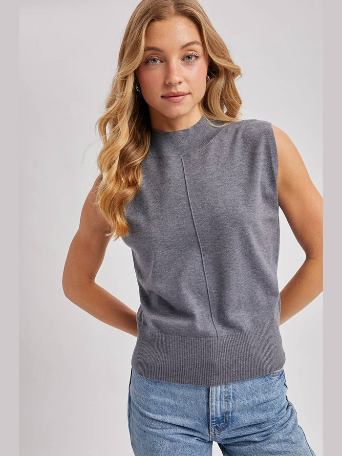 MOCK NECK KNIT SLEEVELESS TOP