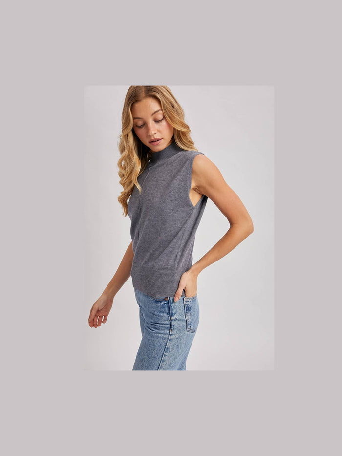 MOCK NECK KNIT SLEEVELESS TOP