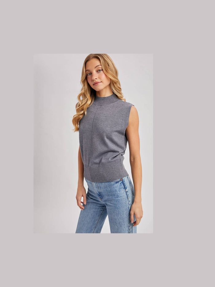 MOCK NECK KNIT SLEEVELESS TOP
