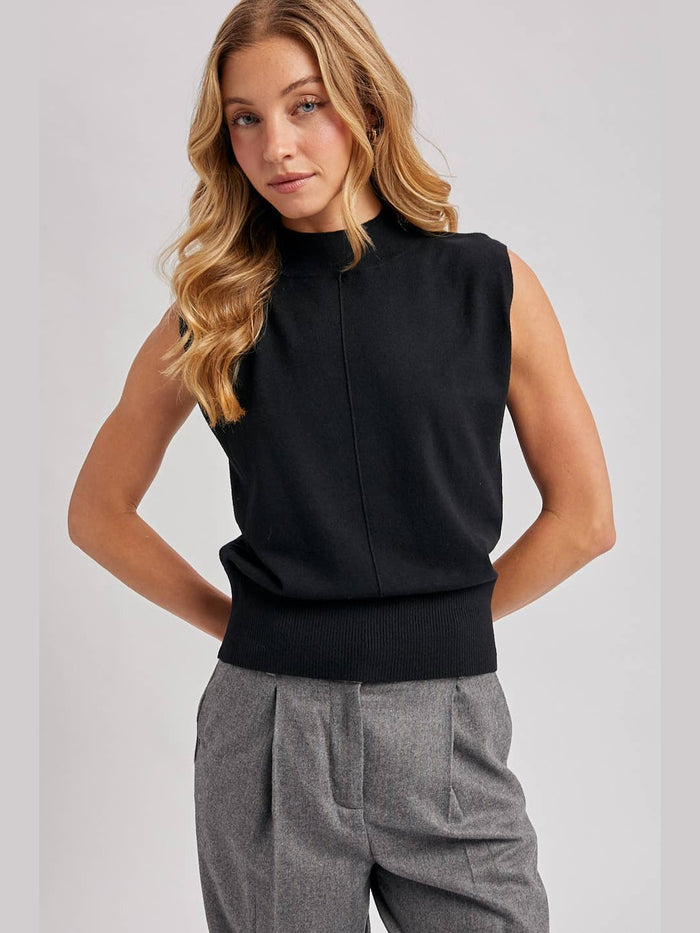 MOCK NECK KNIT SLEEVELESS TOP