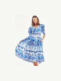 Montauk Blu Ikat Print Dress