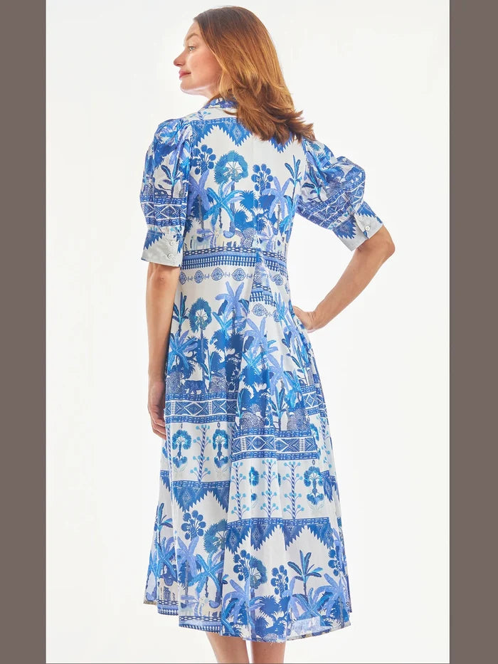 Montauk Blu Ikat Print Dress
