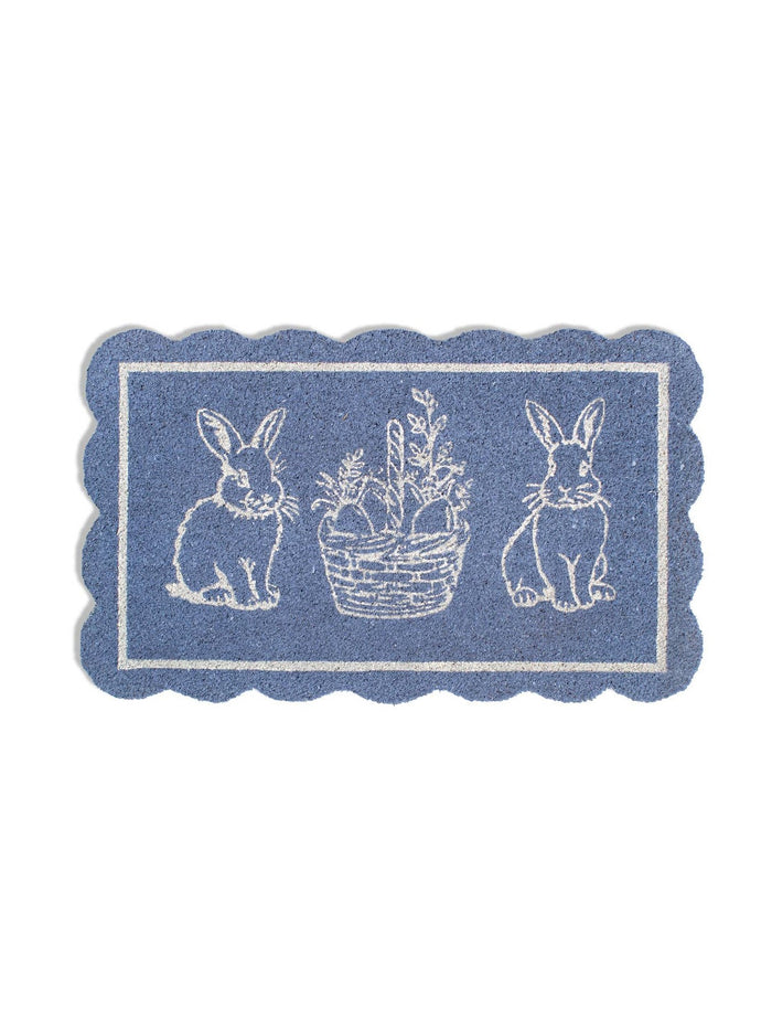 Morgan Bunny Scallop Coir Doormat   Light Blue/White   18x30