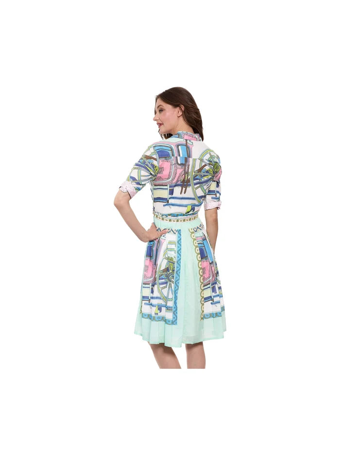 Mrs Maisel Dress - Green Coach Print