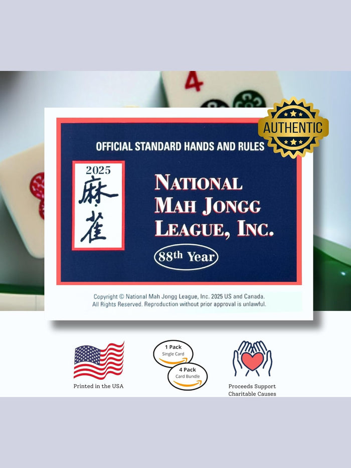 National Mah Jong 2025 Card Official Large Print in Plastic Sleeve