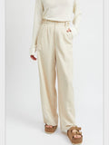 Natural Wide Leg Pintuck Pants