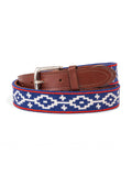 Navy Blue Lattice Needlepoint Belt with Crosses