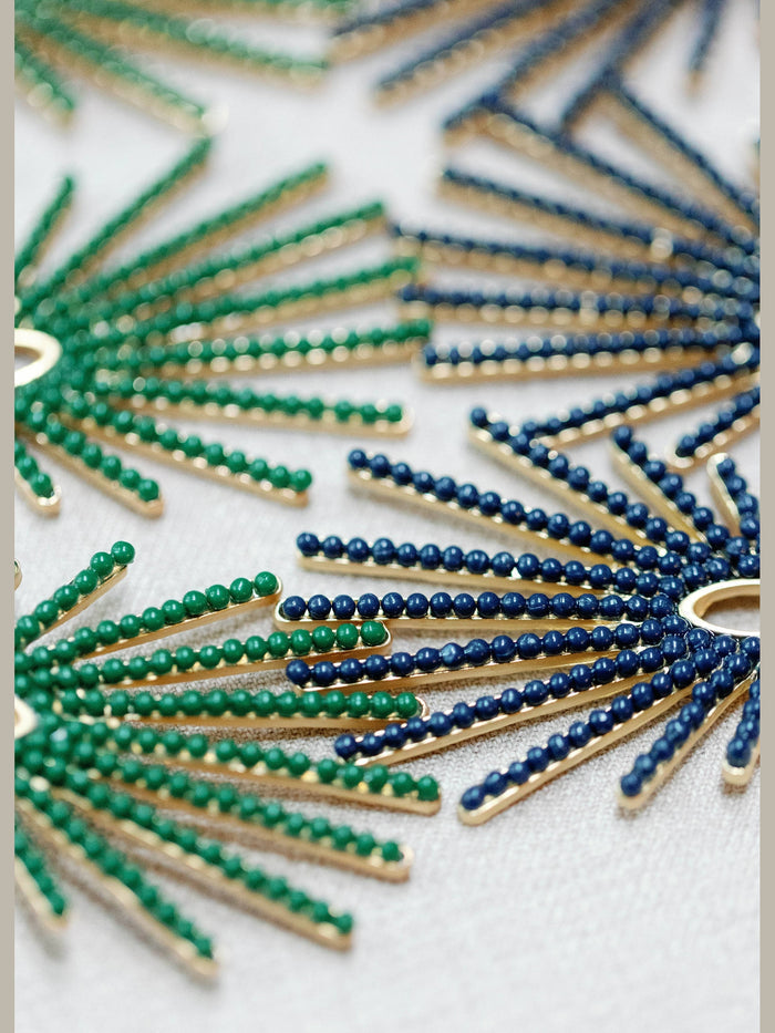 Navy Sunburst Statement Drop Earrings