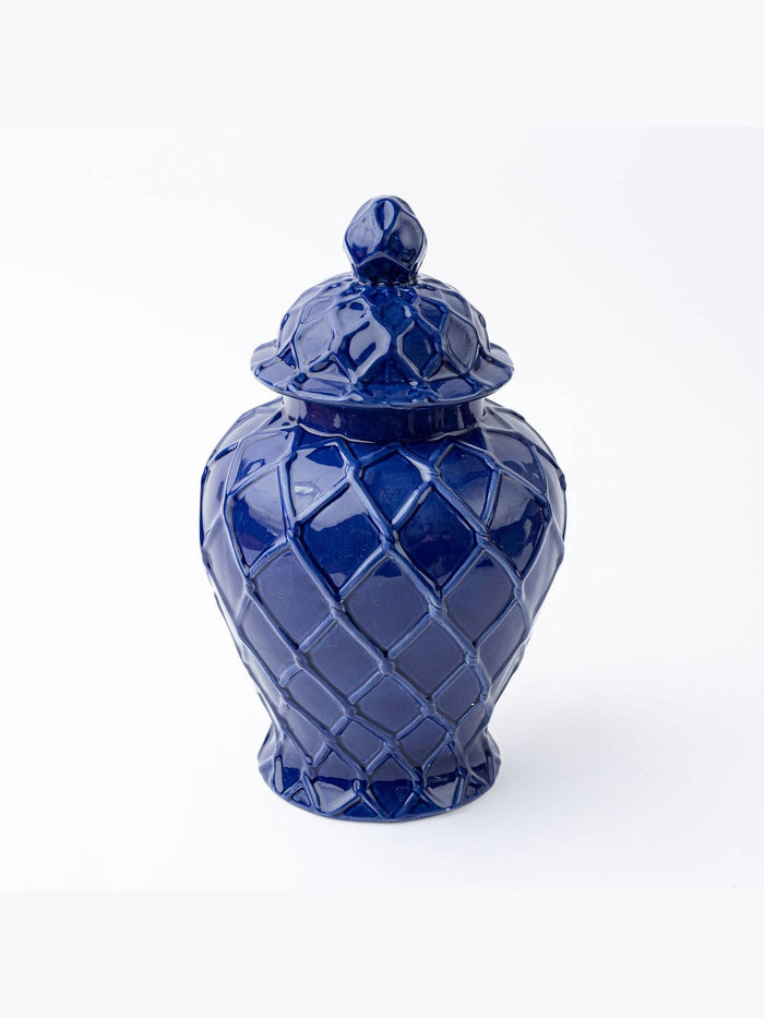 Navy Textured Ginger Jar - Large