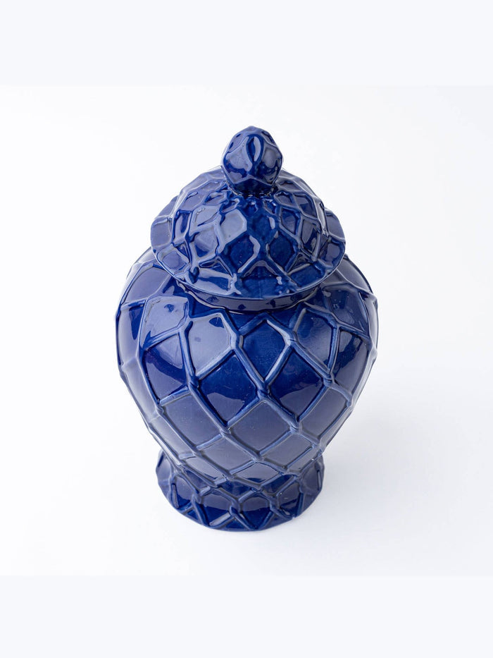 Navy Textured Ginger Jar - Large