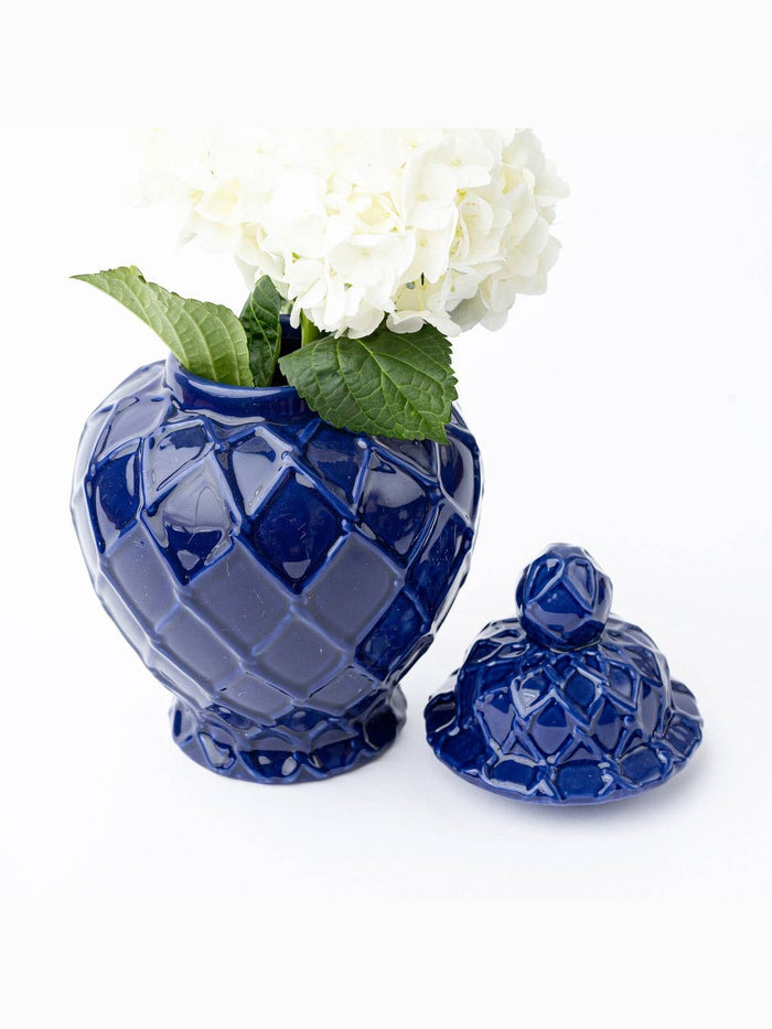 Navy Textured Ginger Jar - Small