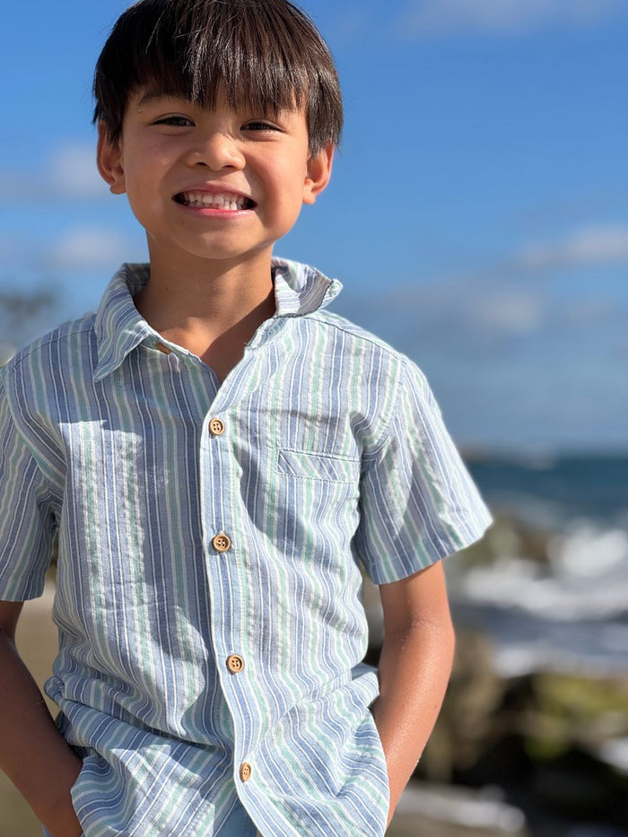 Newport Woven Striped Button Down