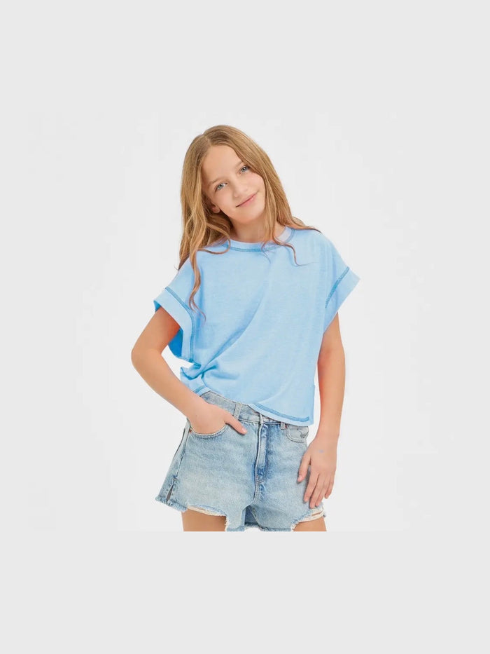 Open Back Tee - Aqua