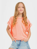 Open Back Tee - Neon Coral