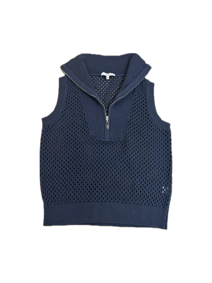 Open Stitch Half Zip Tank