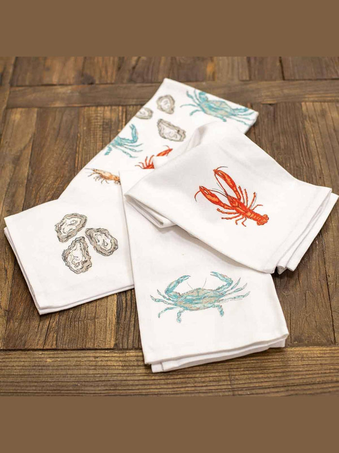 Oysters Hand Towel   White/Gray   20x28