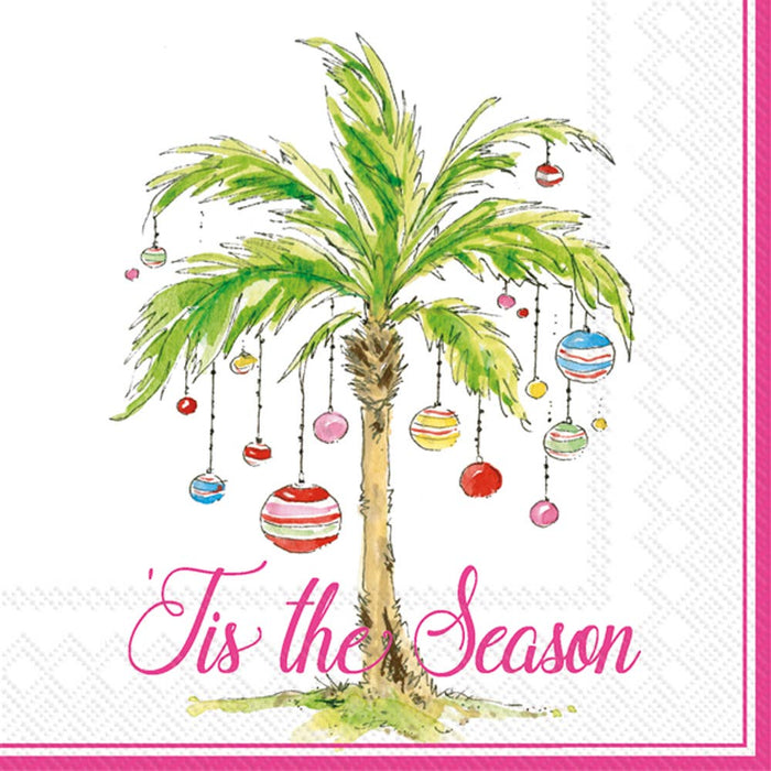 Paper Cocktail Napkins Pk/20 Ornament Palm Trees Christmas