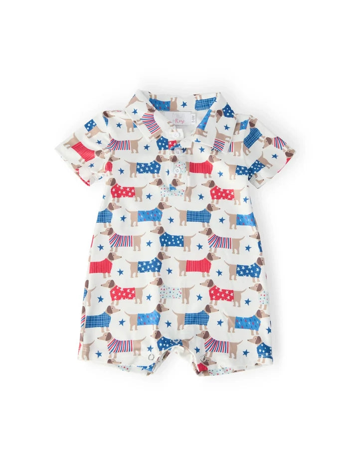 Patriotic Pups Polo Shorty One-Piece
