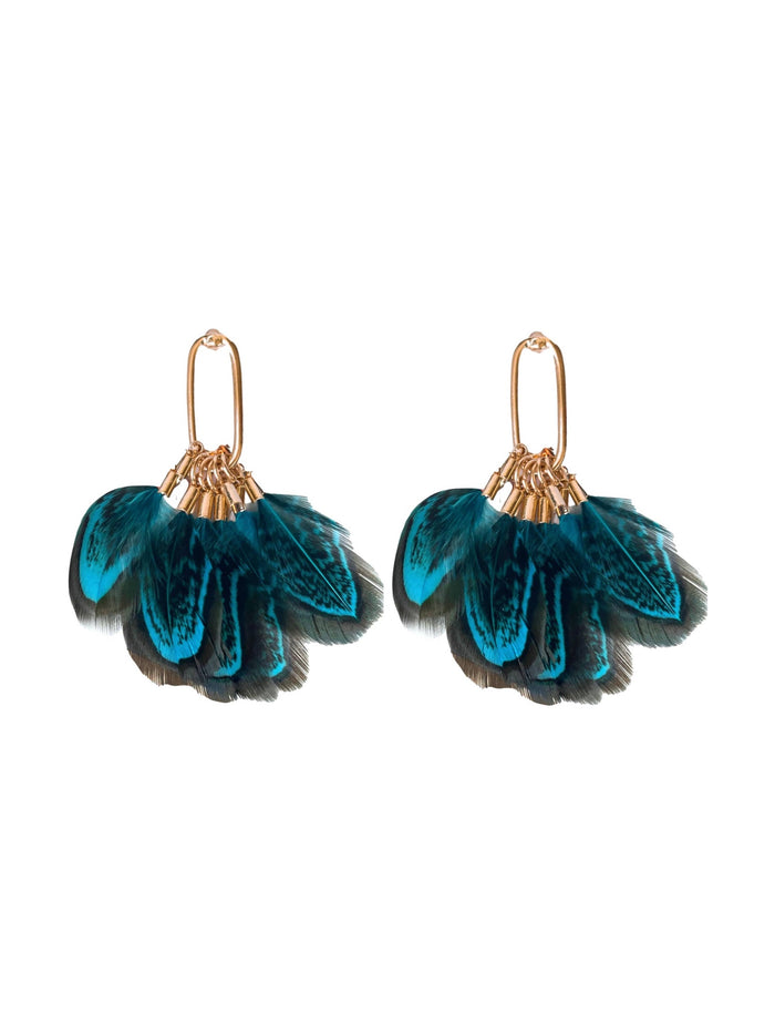 Peacock Feather Fall Statement Tassel Earrings