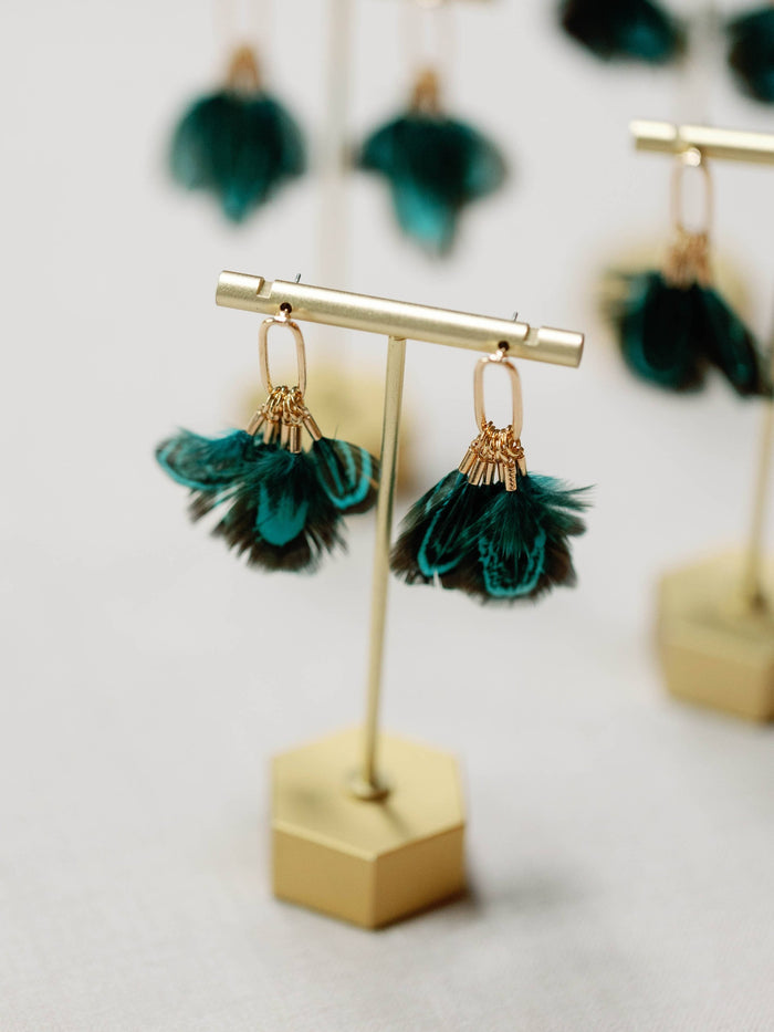 Peacock Feather Fall Statement Tassel Earrings