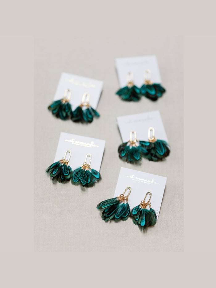Peacock Feather Fall Statement Tassel Earrings