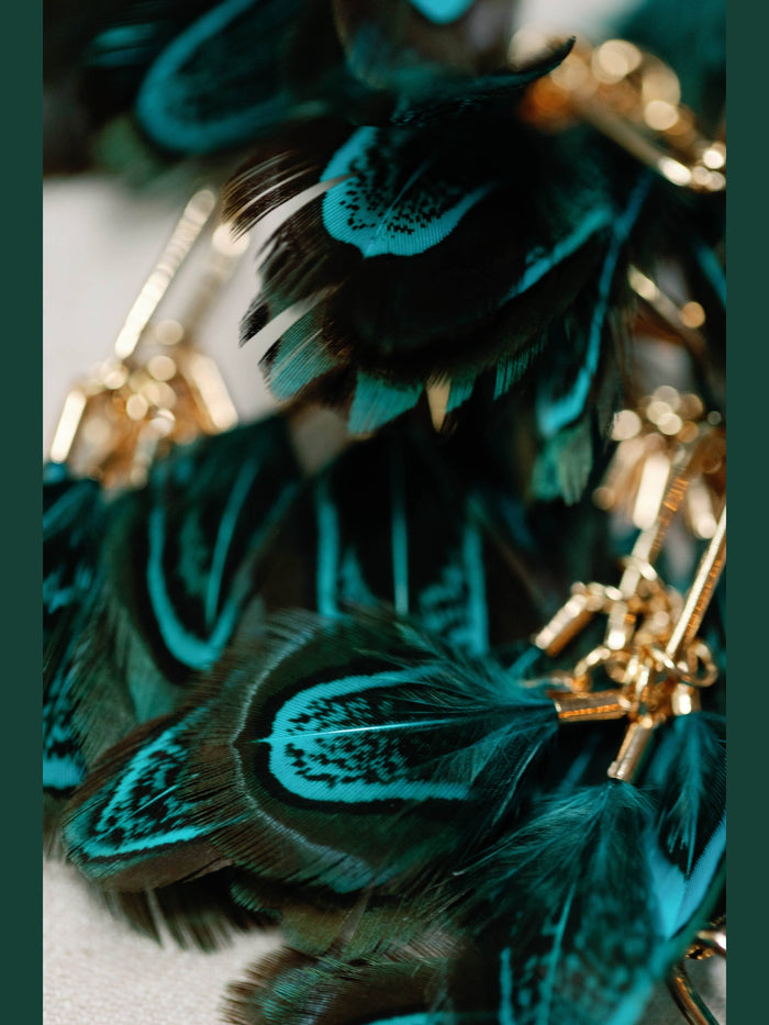 Peacock Feather Fall Statement Tassel Earrings