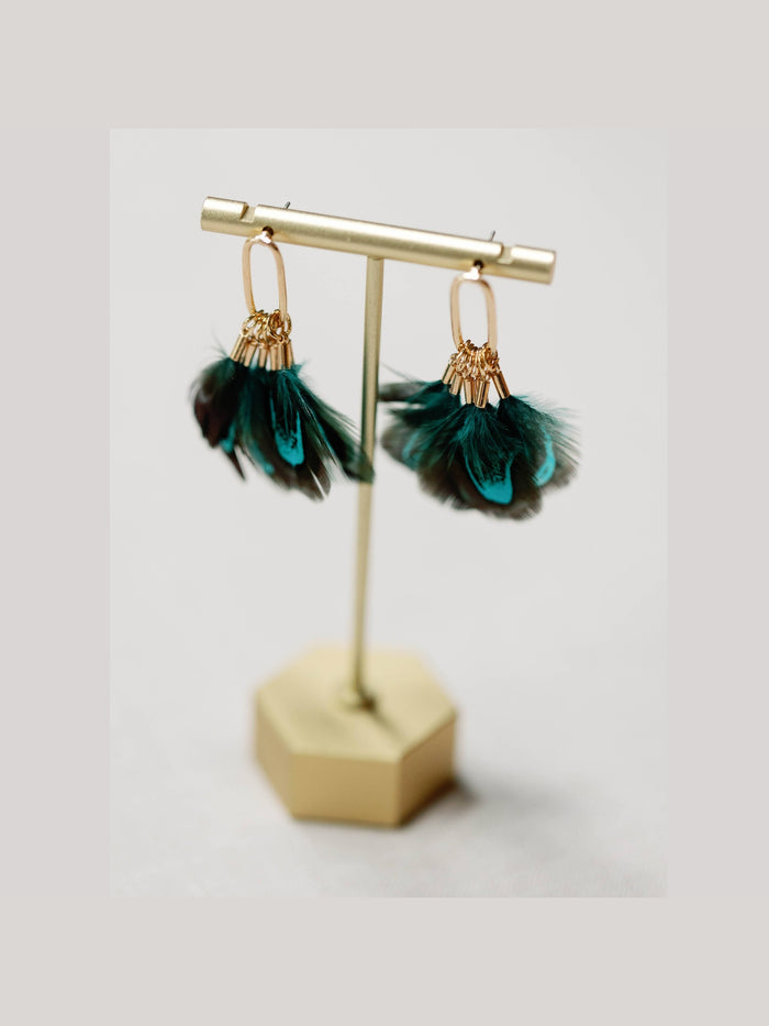 Peacock Feather Fall Statement Tassel Earrings