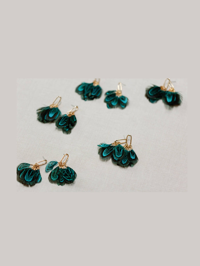Peacock Feather Fall Statement Tassel Earrings