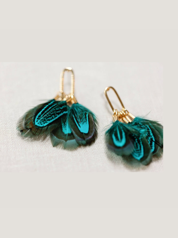 Peacock Feather Fall Statement Tassel Earrings