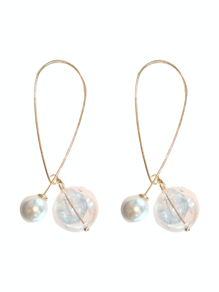 Pearl and Glass Statement Threader Earrings