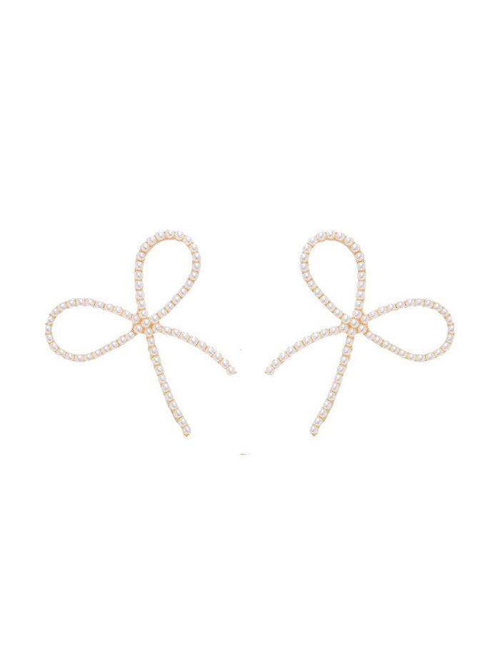 Pearl Statement Bow Earrings