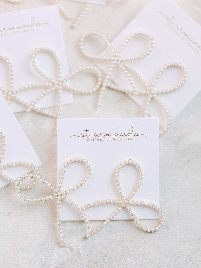Pearl Statement Bow Earrings